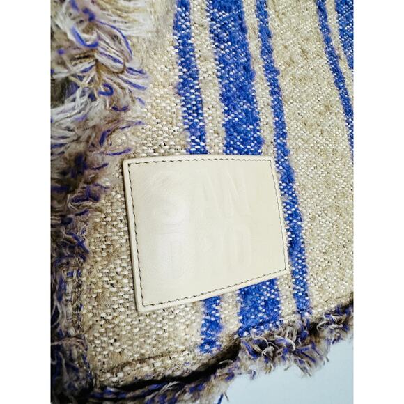 SANDRO Beige Purple Striped Magnetic Closure Open Pockets Kasbah Tote Bag - Picture 6 of 11